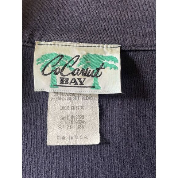 Vintage Coconut Bay  Shirt 2X Fish Print Button Front Made in USA Unisex Style - Picture 2 of 7